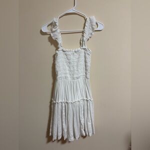 Aerie White Smocked Sundress with Ruffle Straps
